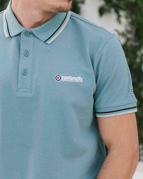 Lambretta Twin Tipped Polo Smoke Blue/Black/Grey