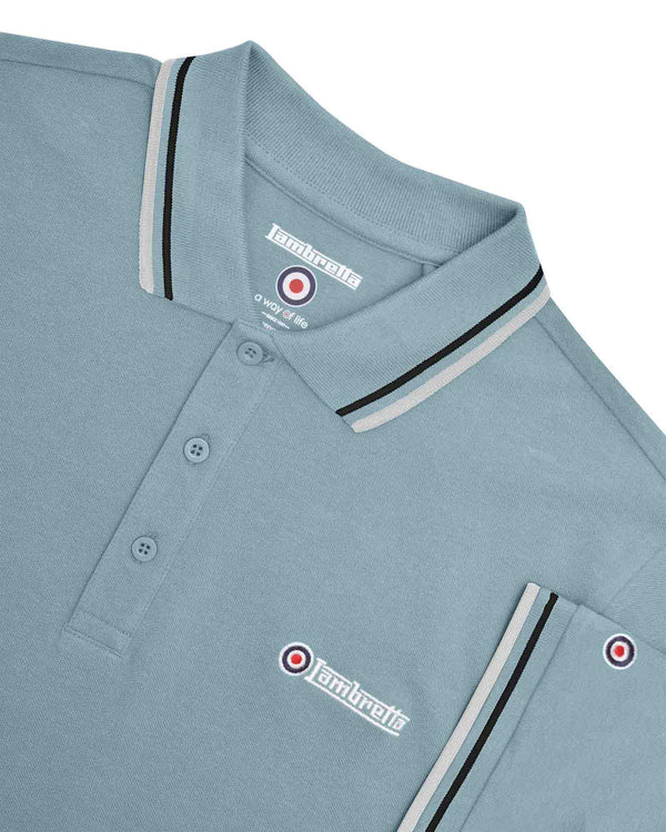 Lambretta Twin Tipped Polo Smoke Blue/Black/Grey