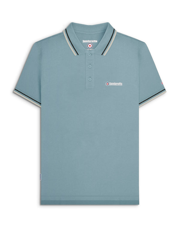 lambretta Twin Tipped Polo Smoke Blue/Black/Grey