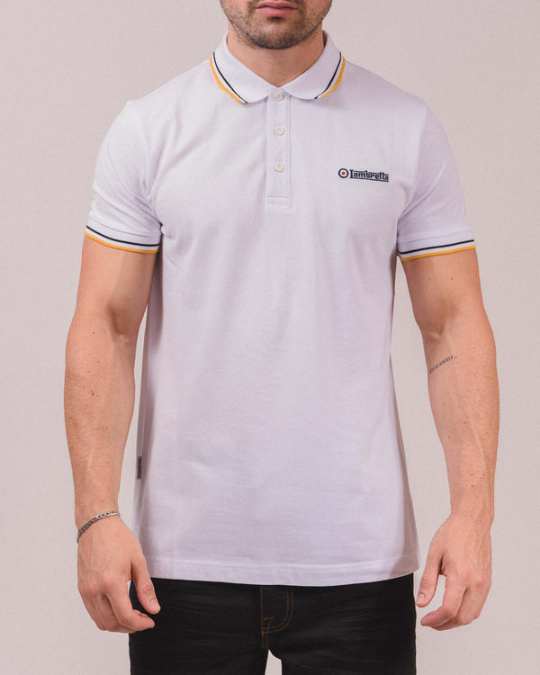 Lambretta Twin Tipped Polo White/Black/Gold
