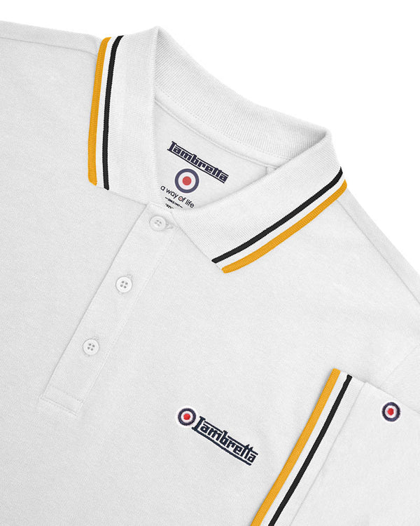 Lambretta Twin Tipped Polo White/Black/Gold