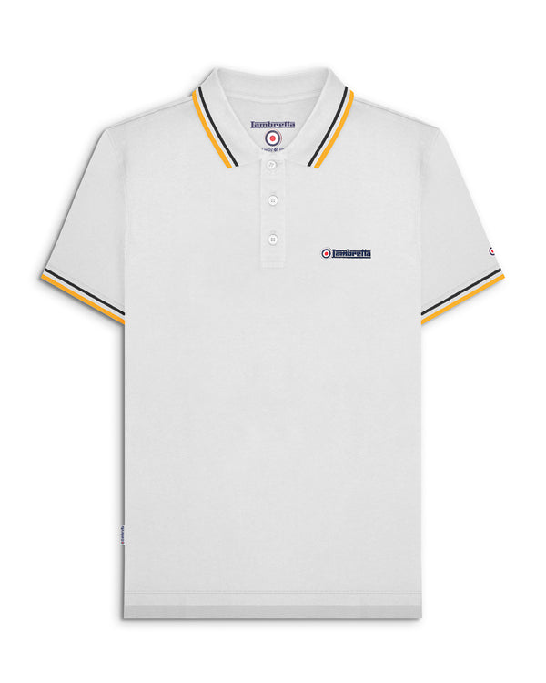 lambretta Twin Tipped Polo White/Black/Gold