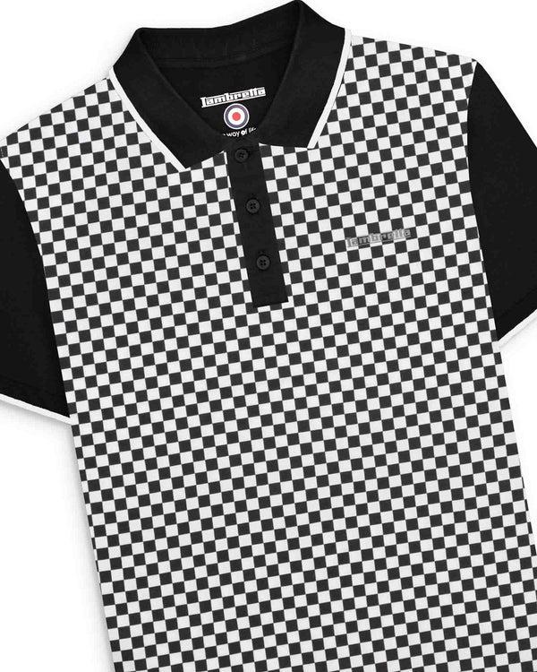 Lambretta Two Tone AOP Polo Black/White