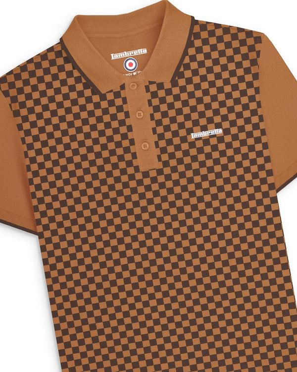 Lambretta Two Tone AOP Polo Tobacco