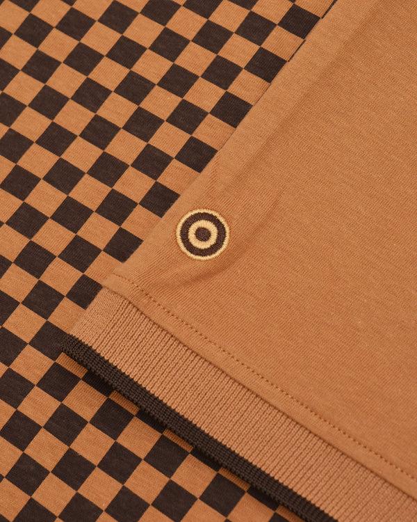 Lambretta Two Tone AOP Polo Tobacco