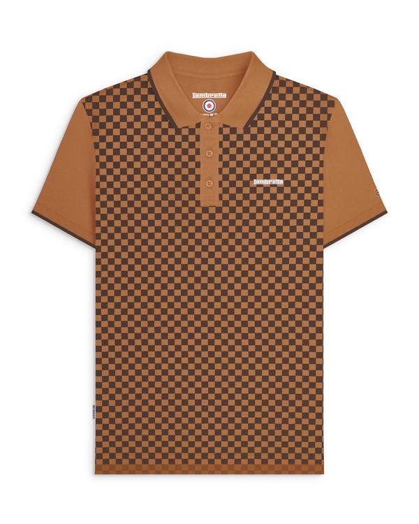 lambretta Two Tone AOP Polo Tobacco