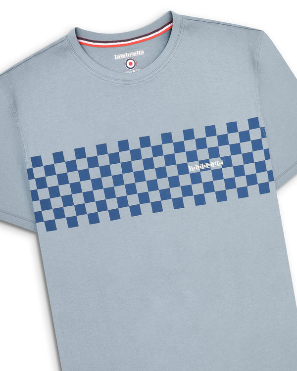Lambretta Two Tone Panel Tee Dusky Blue