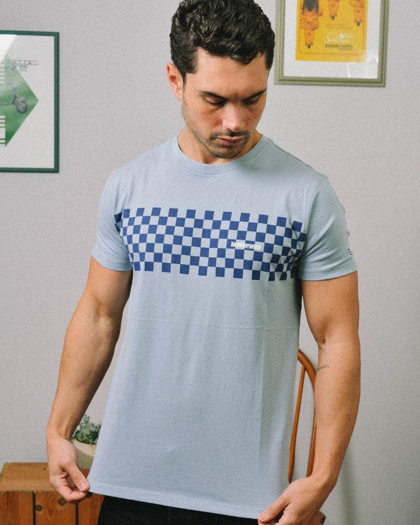 Lambretta Two Tone Panel Tee Dusky Blue