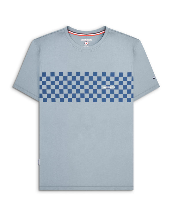 lambretta Two Tone Panel Tee Dusky Blue