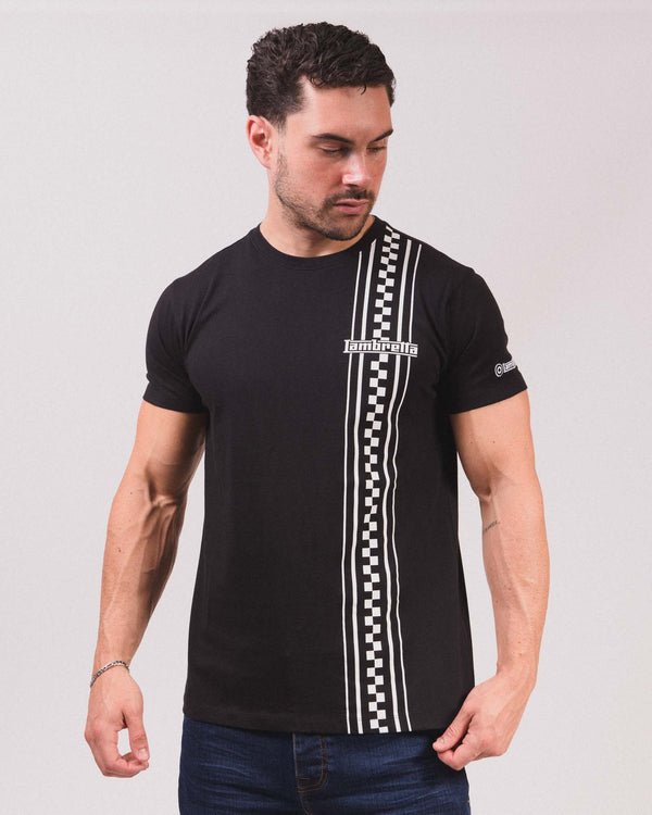 Lambretta Two Tone Stripe Tee Black