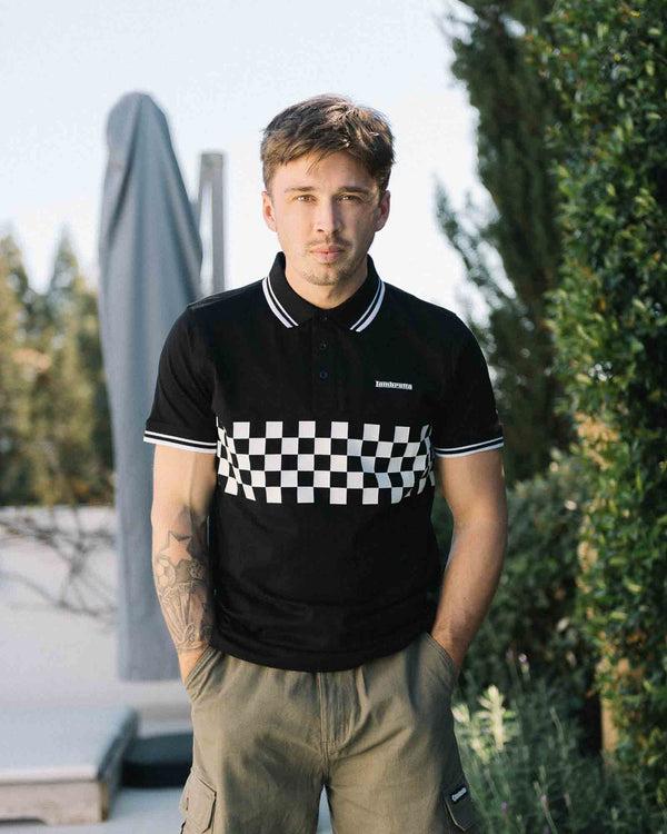 Lambretta Two Tone Tipped Polo Black/White