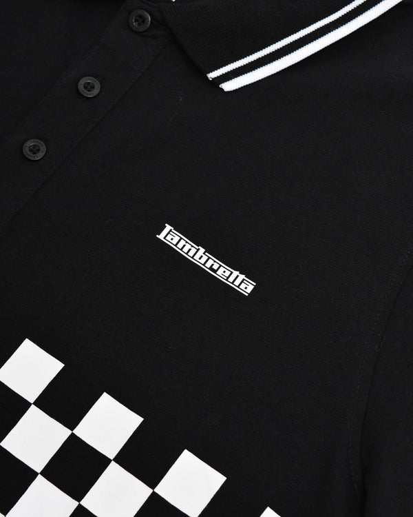 Lambretta Two Tone Tipped Polo Black/White