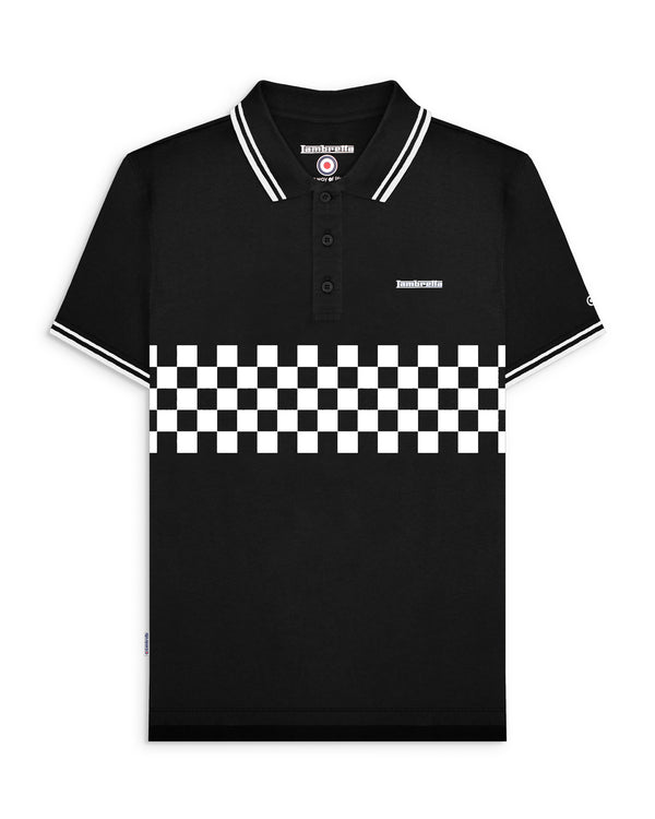 lambretta Two Tone Tipped Polo Black/White