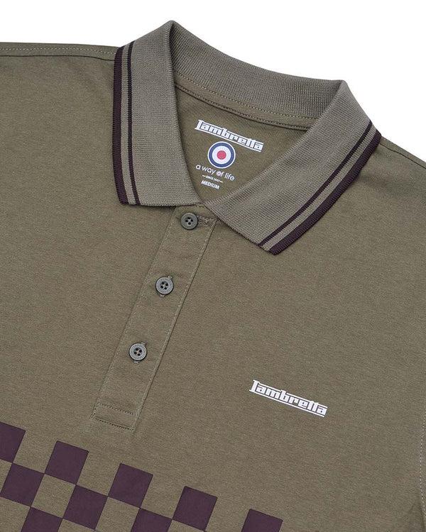 Lambretta Two Tone Tipped Polo Khaki/Java