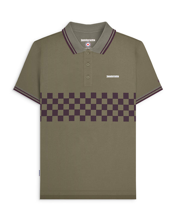 lambretta Two Tone Tipped Polo Khaki/Java