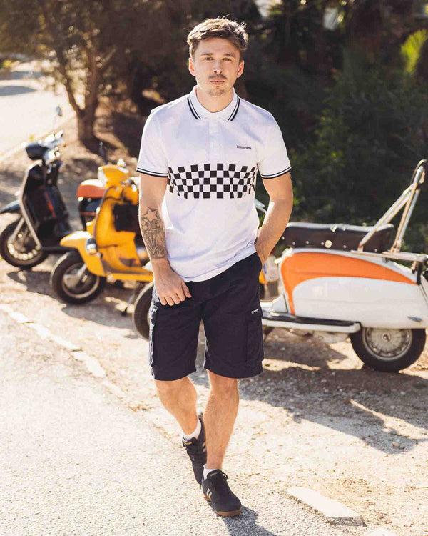 Lambretta Two Tone Tipped Polo White/Black