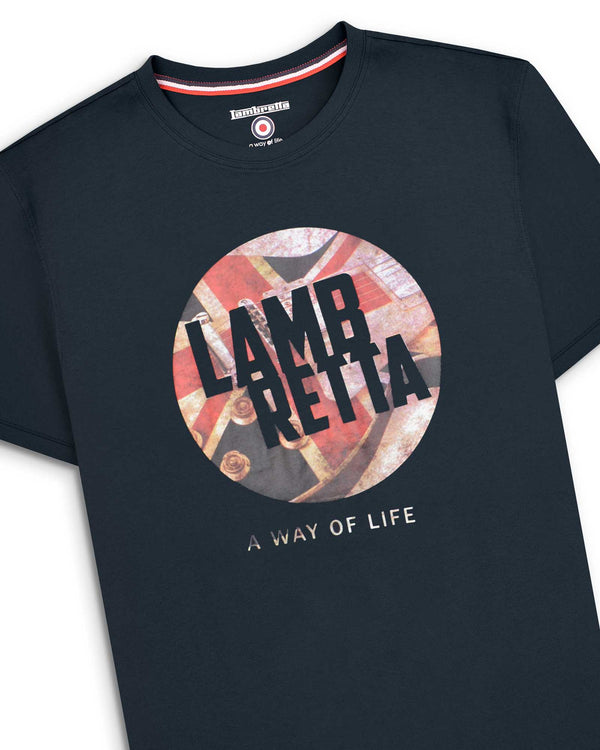 Lambretta Union Jack Guitar Tee Navy