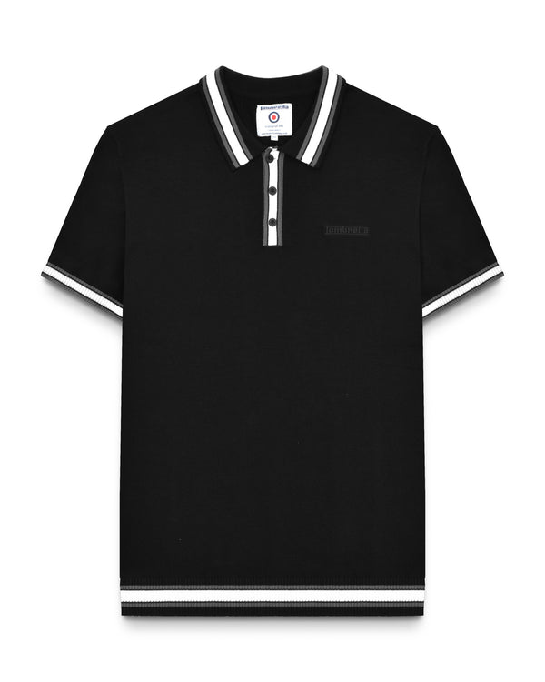 lambretta Valero Tipped SS Knit Polo Black