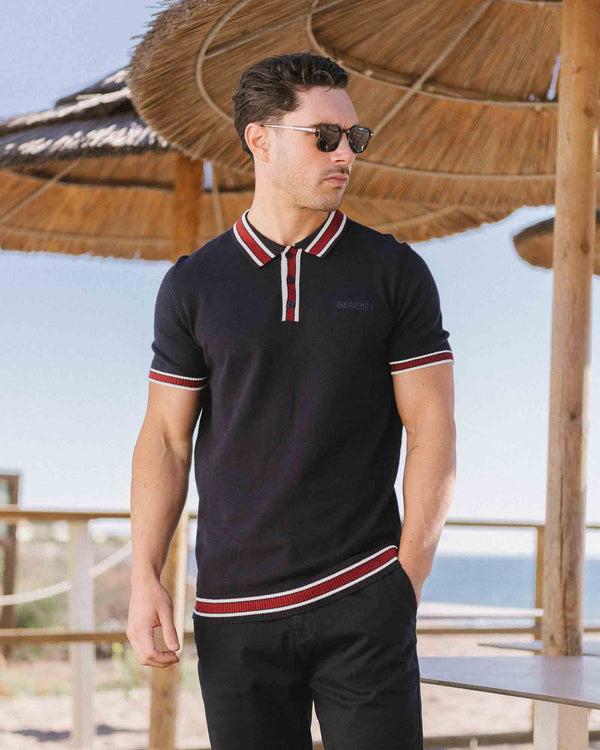 Lambretta Valero Tipped SS Knit Polo Navy