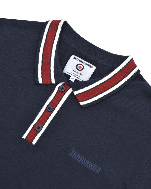Lambretta Valero Tipped SS Knit Polo Navy