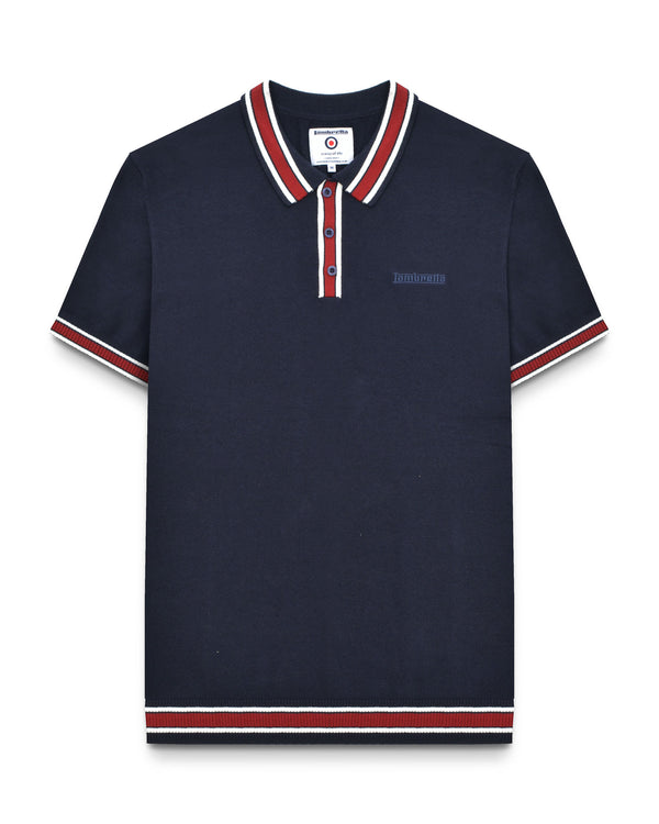 lambretta Valero Tipped SS Knit Polo Navy