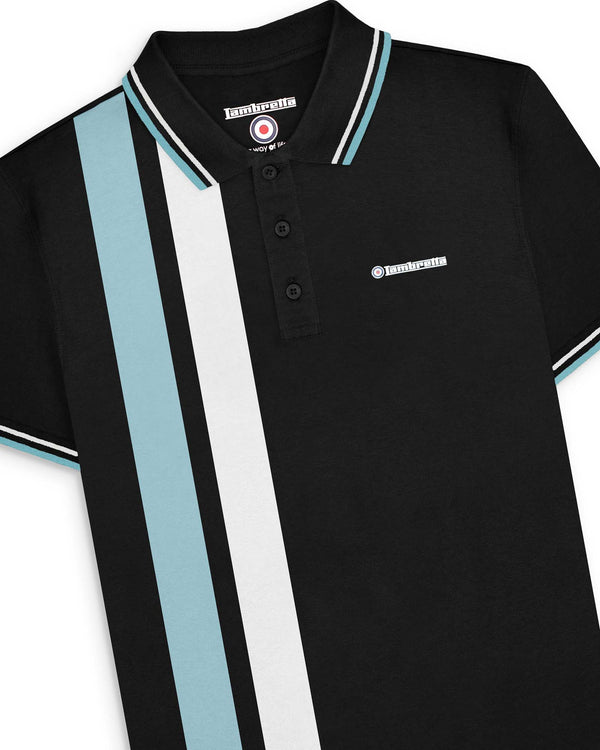 Lambretta Vertical Stripe Polo Black