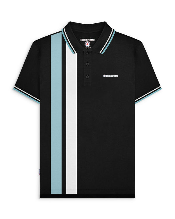 lambretta Vertical Stripe Polo Black