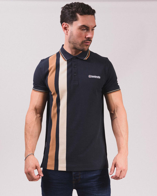 Lambretta Vertical Stripe Polo Navy