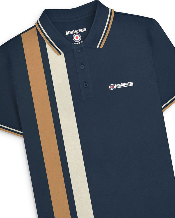 Lambretta Vertical Stripe Polo Navy