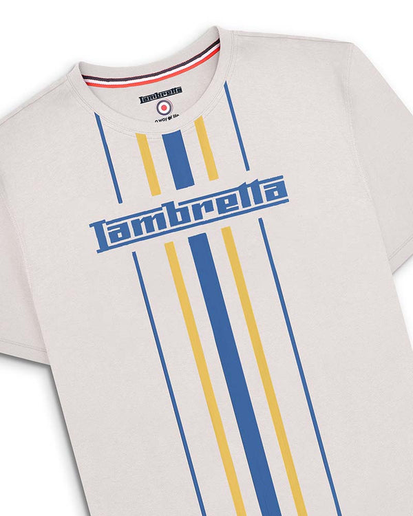 Lambretta Vertical Stripe Tee Whitecap Grey