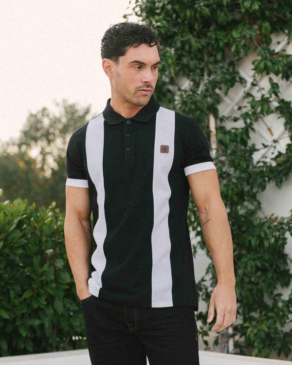 Lambretta Vintage Panel Polo Black/White