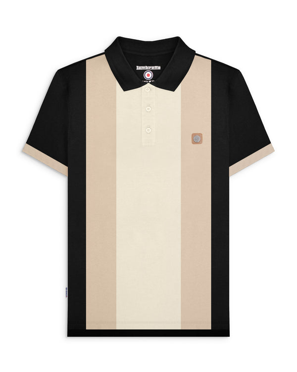 lambretta Vintage Panel Polo Black