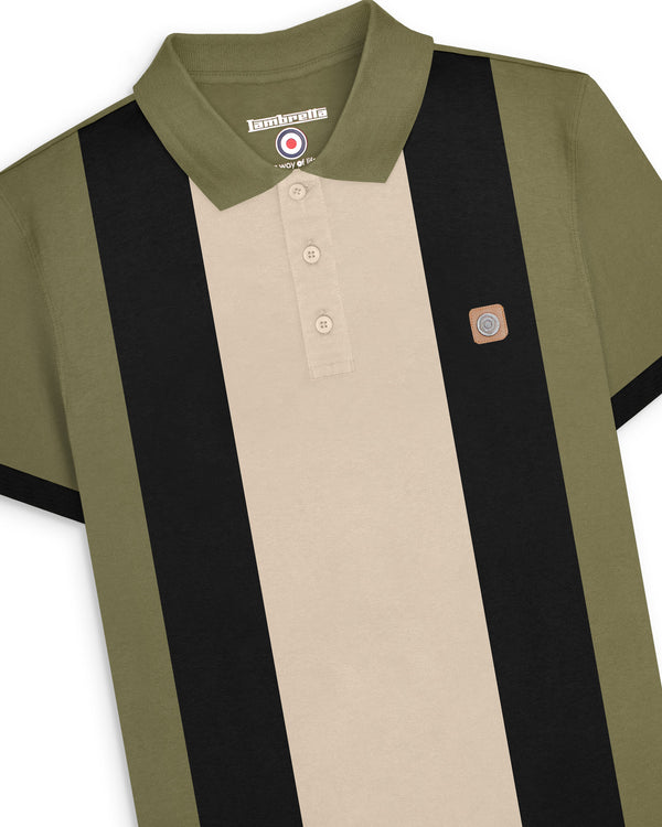Lambretta Vintage Panel Polo Khaki