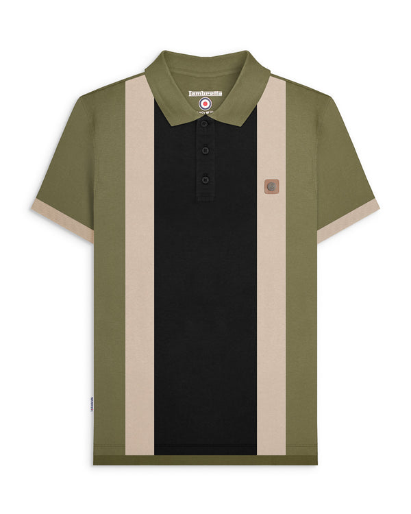 lambretta Vintage Panel Polo Khaki/Black