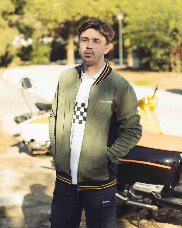 Lambretta Vintage Track Jacket Khaki/Black/Gold