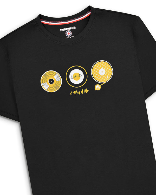 Lambretta Vinyl Tee Black