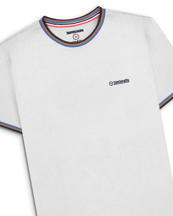 Lambretta Triple Tipped Pique Tee White/Navy/Tobacco/Royal