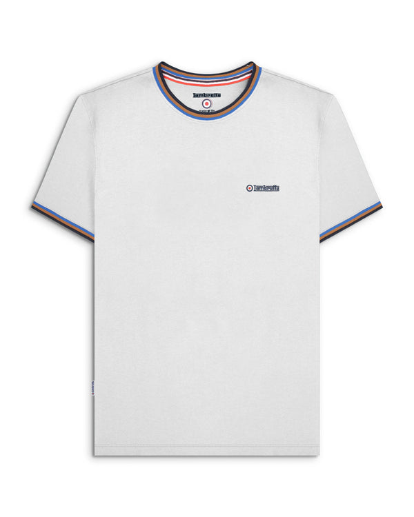 lambretta Triple Tipped Pique Tee White/Navy/Tobacco/Royal