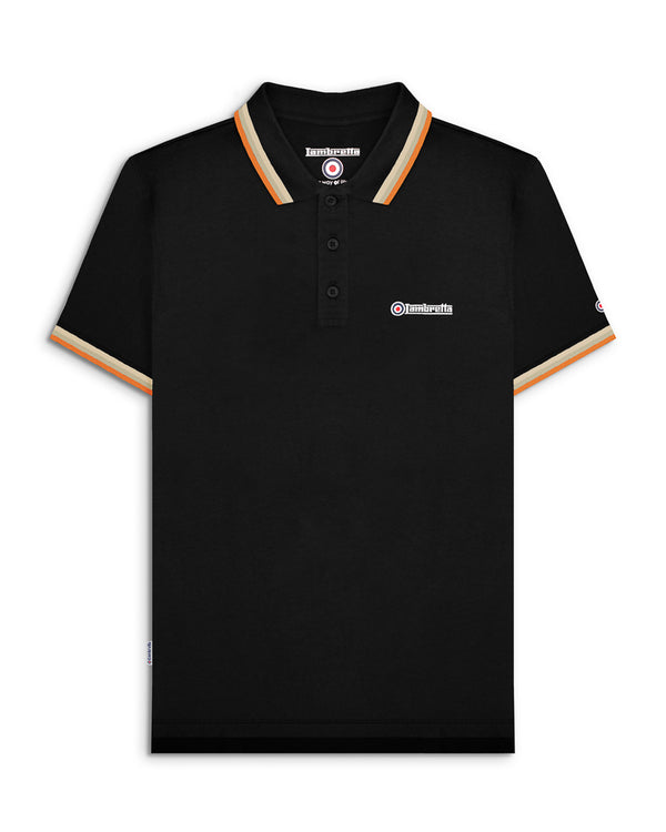 lambretta Triple Tipped Polo Black/Stone/Cashew/Orange
