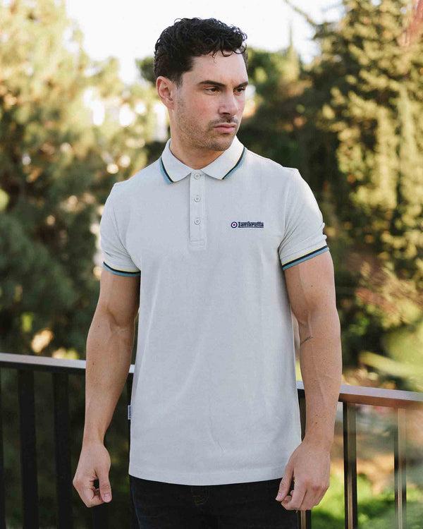 Lambretta Triple Tipped Polo Pebble/Yellow/Navy/Smoke Blue
