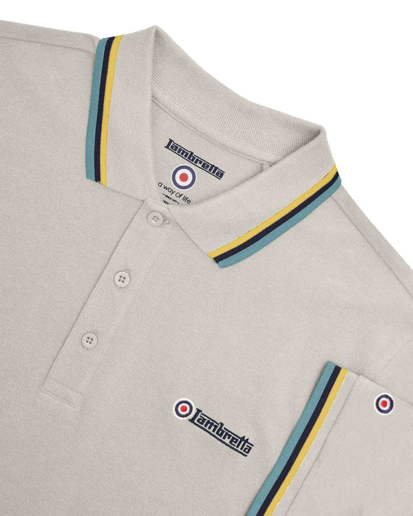 Lambretta Triple Tipped Polo Pebble/Yellow/Navy/Smoke Blue