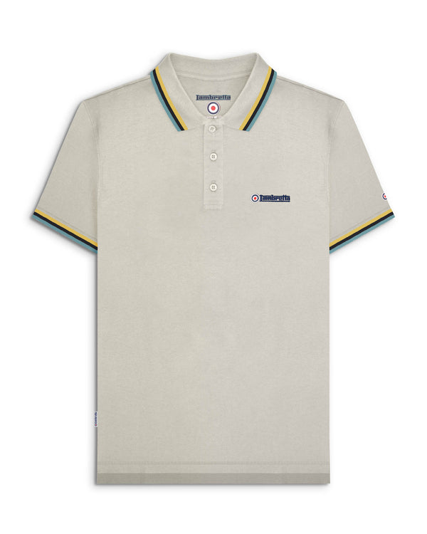 lambretta Triple Tipped Polo Pebble/Yellow/Navy/Smoke Blue