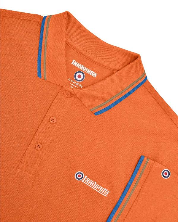 Lambretta Twin Tipped Polo Orange/Khaki/Vallarta Blue