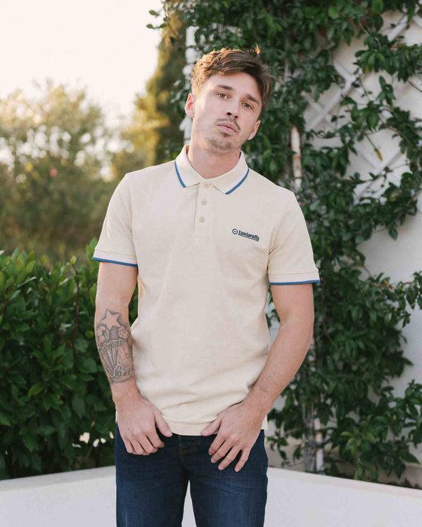 Lambretta Twin Tipped Polo Wood Ash/White/Dark Blue