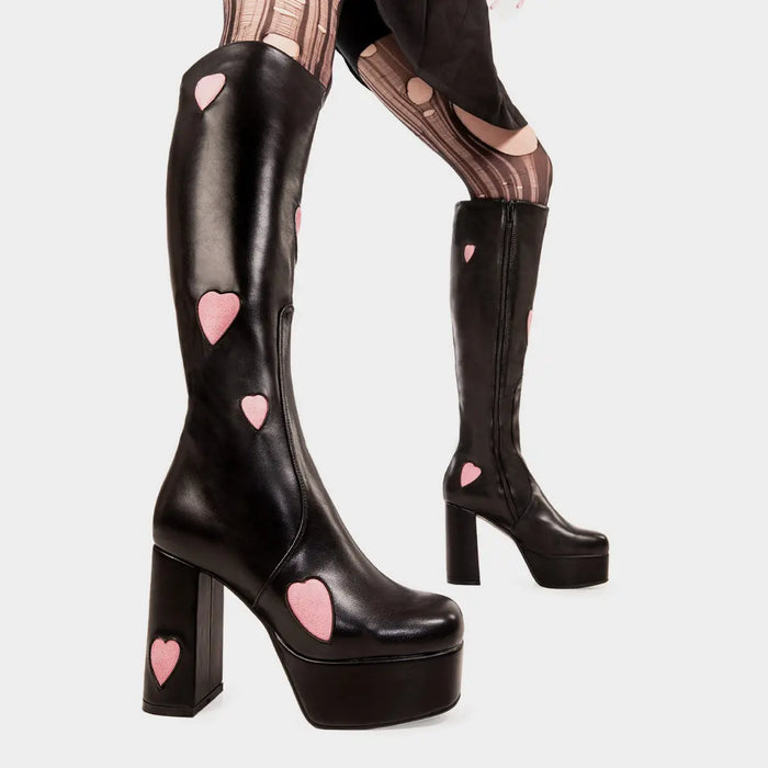 Lamoda Candyfloss Love Wide Calf Platform Knee High Boots