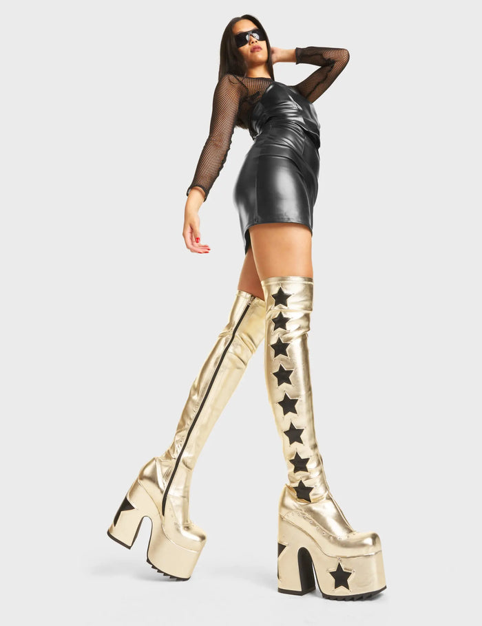 Lamoda Electricity Chunky Platform Thigh High Boots