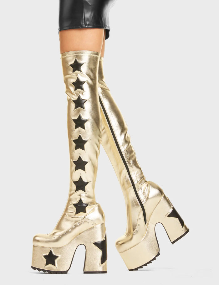 Lamoda Electricity Chunky Platform Thigh High Boots
