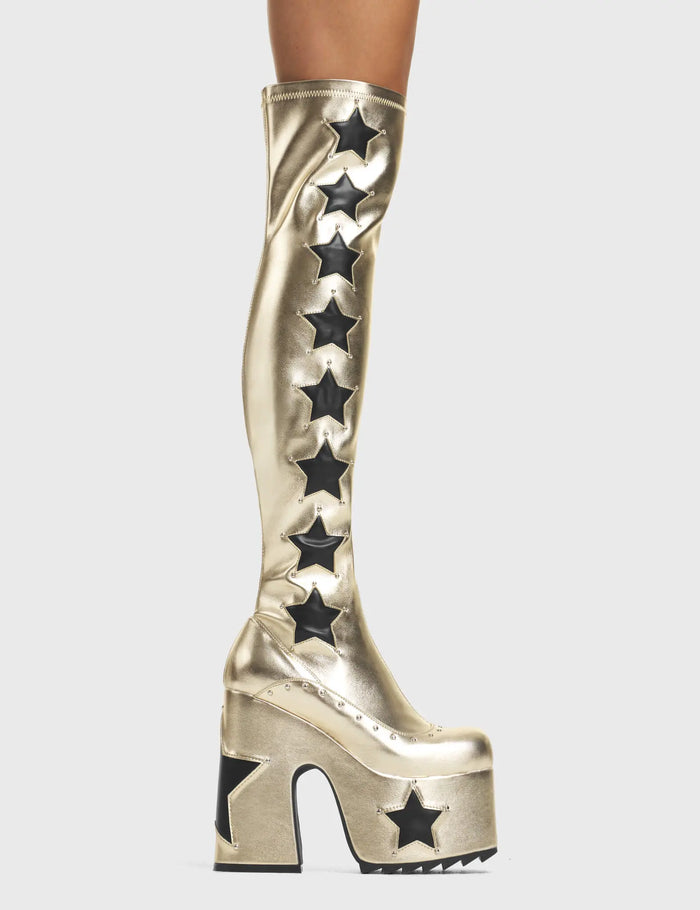 lamoda Electricity Chunky Platform Thigh High Boots