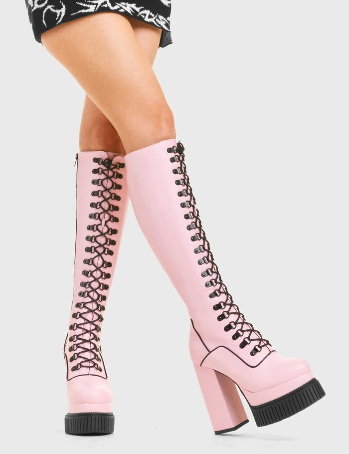 Lamoda Hidden Agenda Creeper Platform Knee High Boots