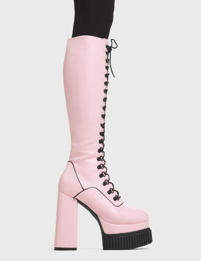 lamoda Hidden Agenda Creeper Platform Knee High Boots